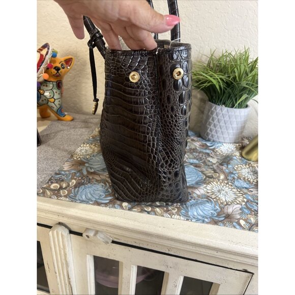 Brahmin Black And Brown Large Shoulder Tote Bag Carry All Travel - Picture 9 of 16